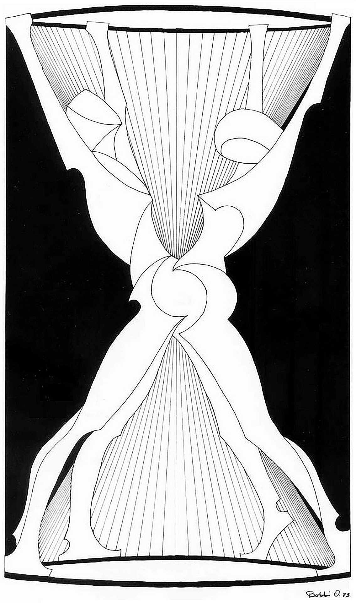 Orazio Bobbi - clessidra - china su cartoncino 1973